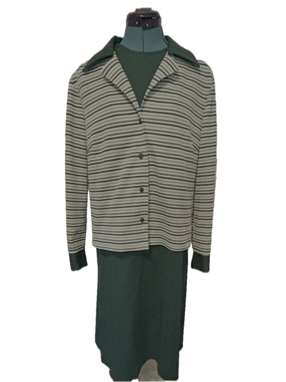 1970s Polyester Dress and Jacket Set Sz L/XL